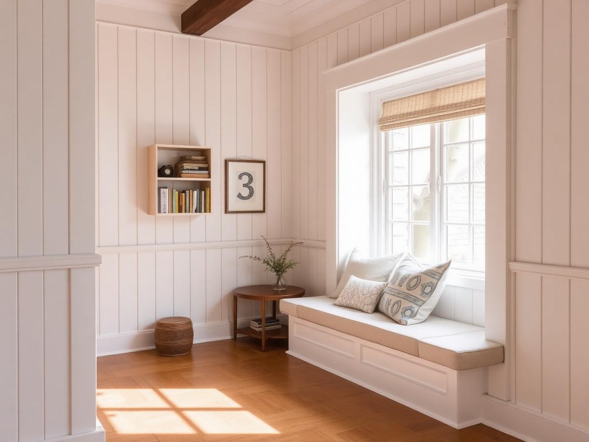 Reading nook with board and batten paneling